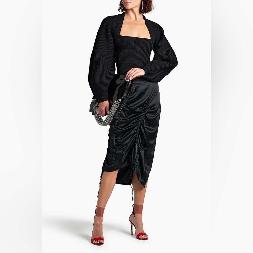 Alexander Wang Integral Shrug Ribbed Cropped Pullover Sweater S In black